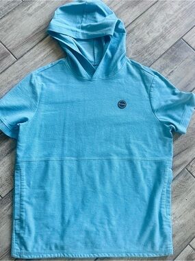 Men's Light Blue Short-Sleeve Hoodie